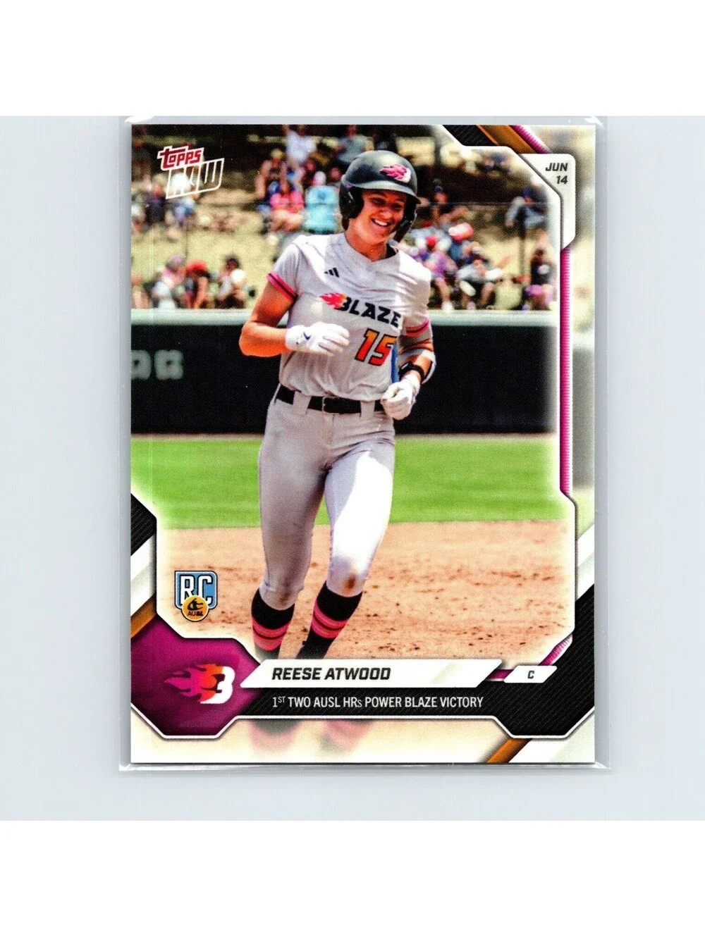 2026 AUSL Topps NOW - Reese Atwood RC #9 - 1st Two HRs Power Blaze Victory